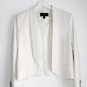 MANGO Suit Ivory Cropped Blazer I Size M, Open Front, Elegant Dressy Jacket